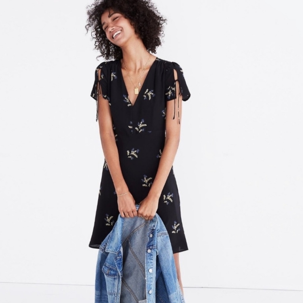 Madewell Black Floral Mini Dress